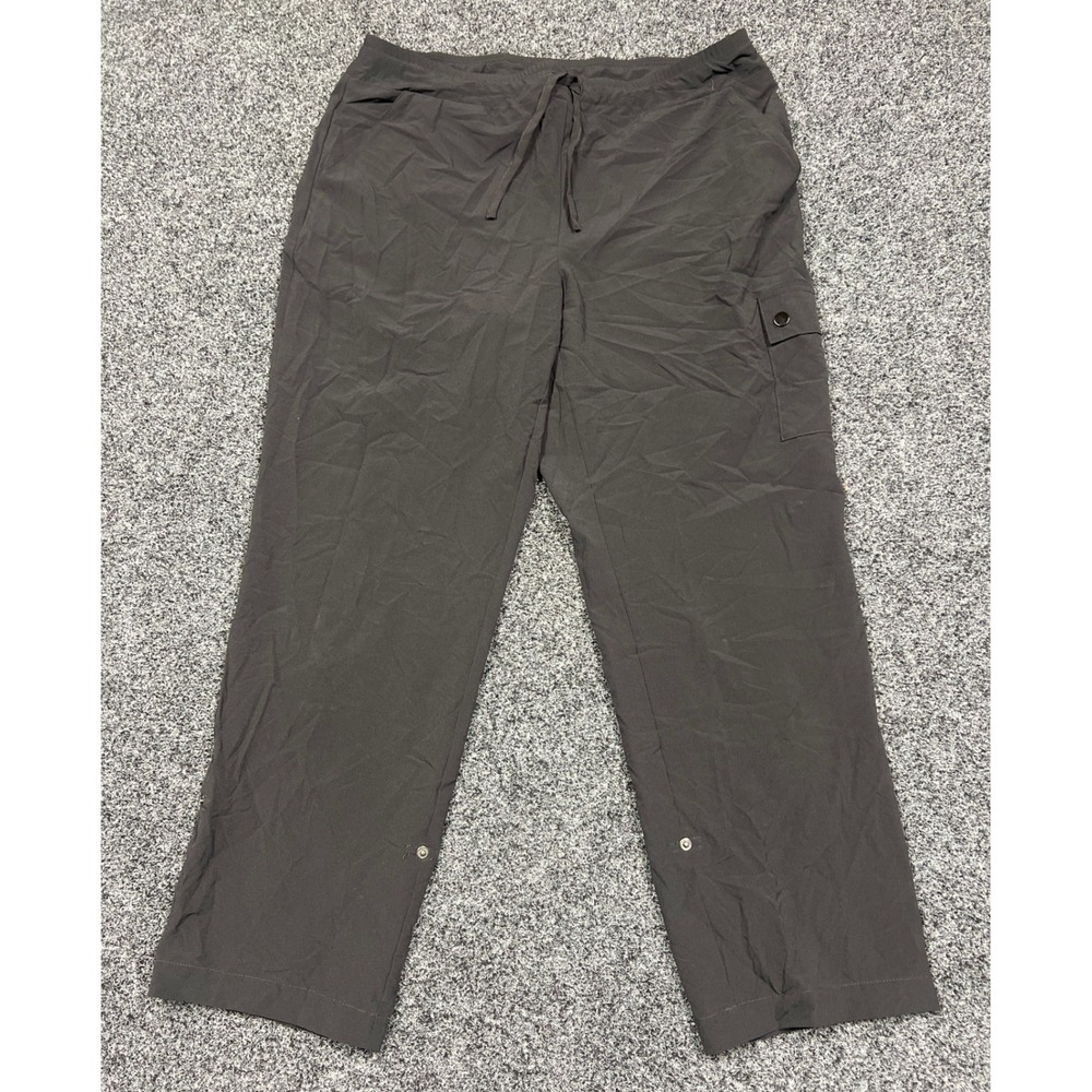Chico's Zenergy Pants Womens 2 L Gray Cargo Drawstring Athleisure Hiking Utility